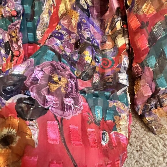 Vintage I & R Sheer Jacket Topper Dopamine Lightweight Mesh Button Down Sz. M EC - Picture 9 of 16